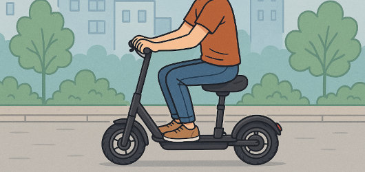 sitter och kör elsparkcykel bekvämt