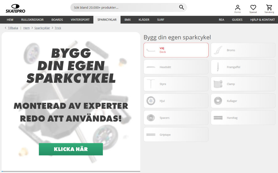 bygga egen sparkcykel hos skatepro.se